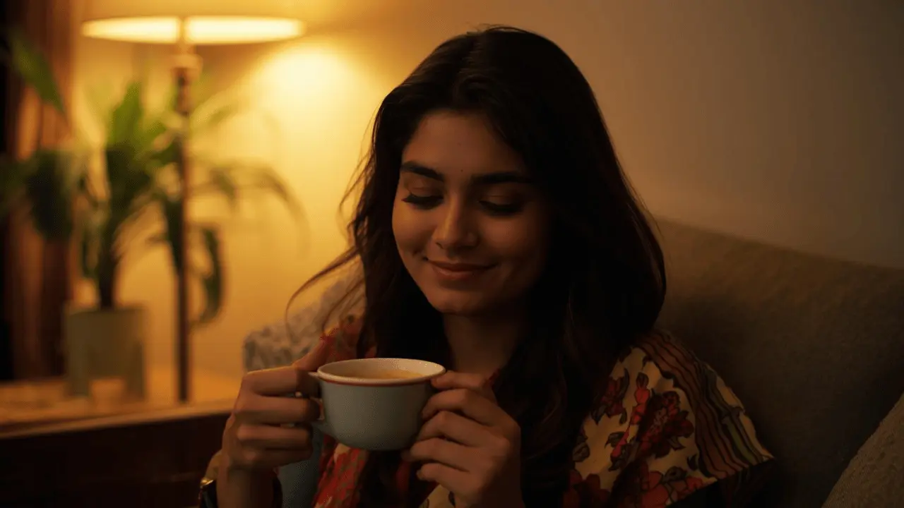 Indian person thinking with care, emotionally sensitive expression