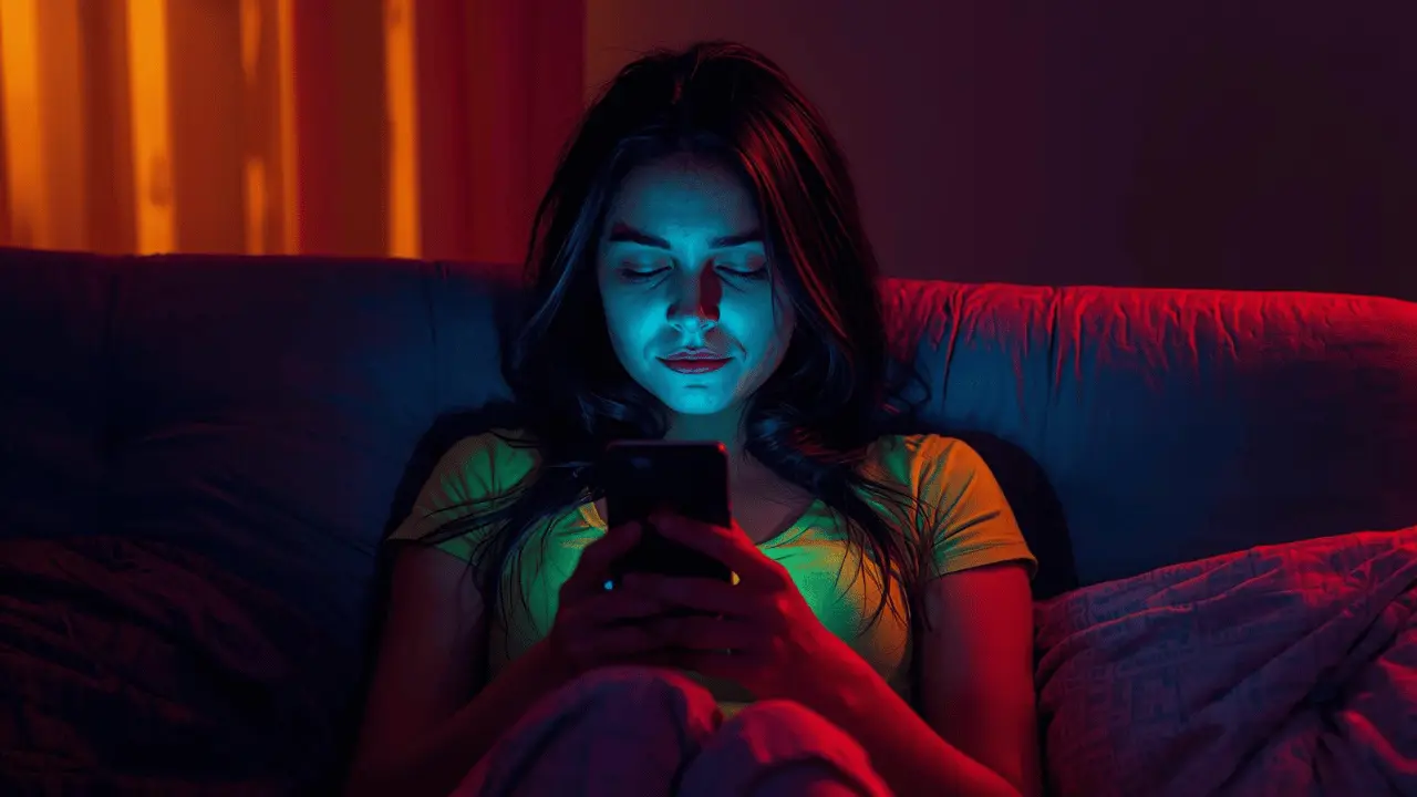 Person feeling tired or emotionally drained while looking at chat messages