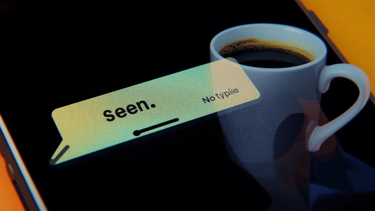 Phone screen showing read messages without reply symbolizing silence as message