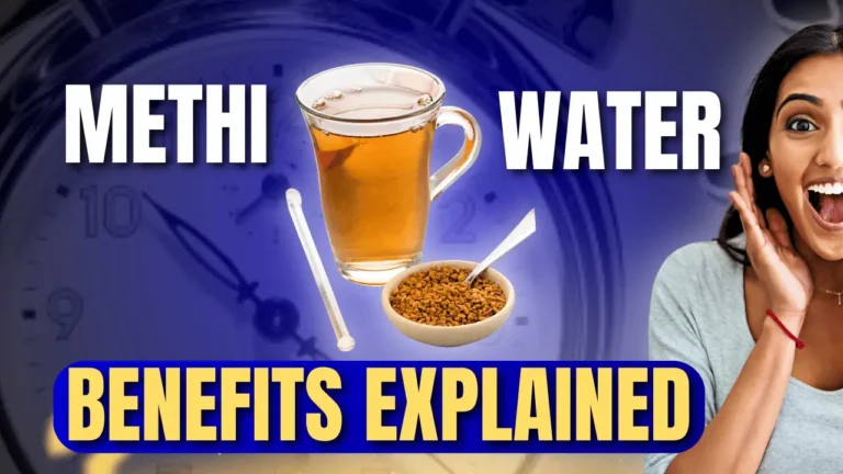 A glass of fenugreek water made from soaked methi seeds for blood sugar and digestion support