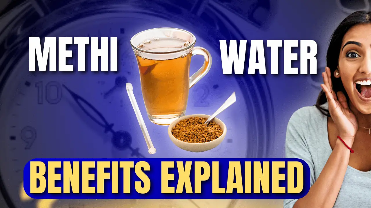 A glass of fenugreek water made from soaked methi seeds for blood sugar and digestion support