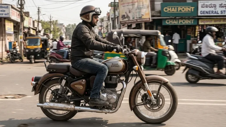 Royal Enfield Classic 350 parked on highway road