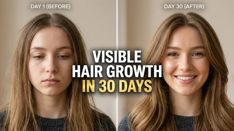 woman applying hair growth serum on scalp at home