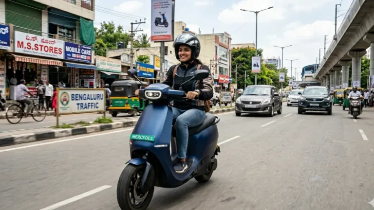 Mercedes-Benz electric bicycle parked on urban street