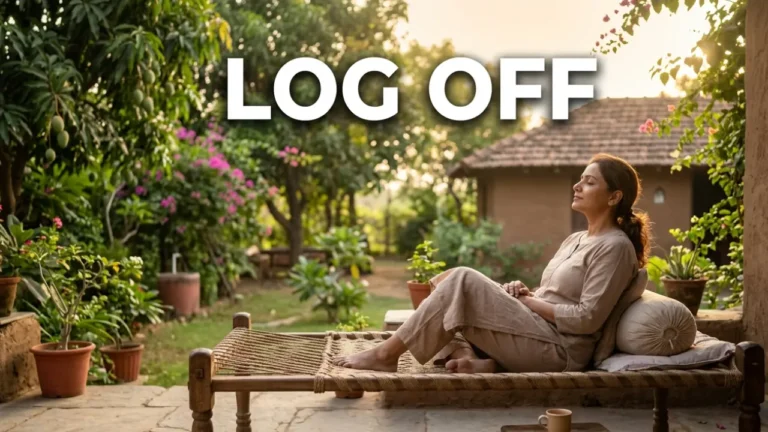 Person relaxing outdoors without phone representing digital detox weekends in India