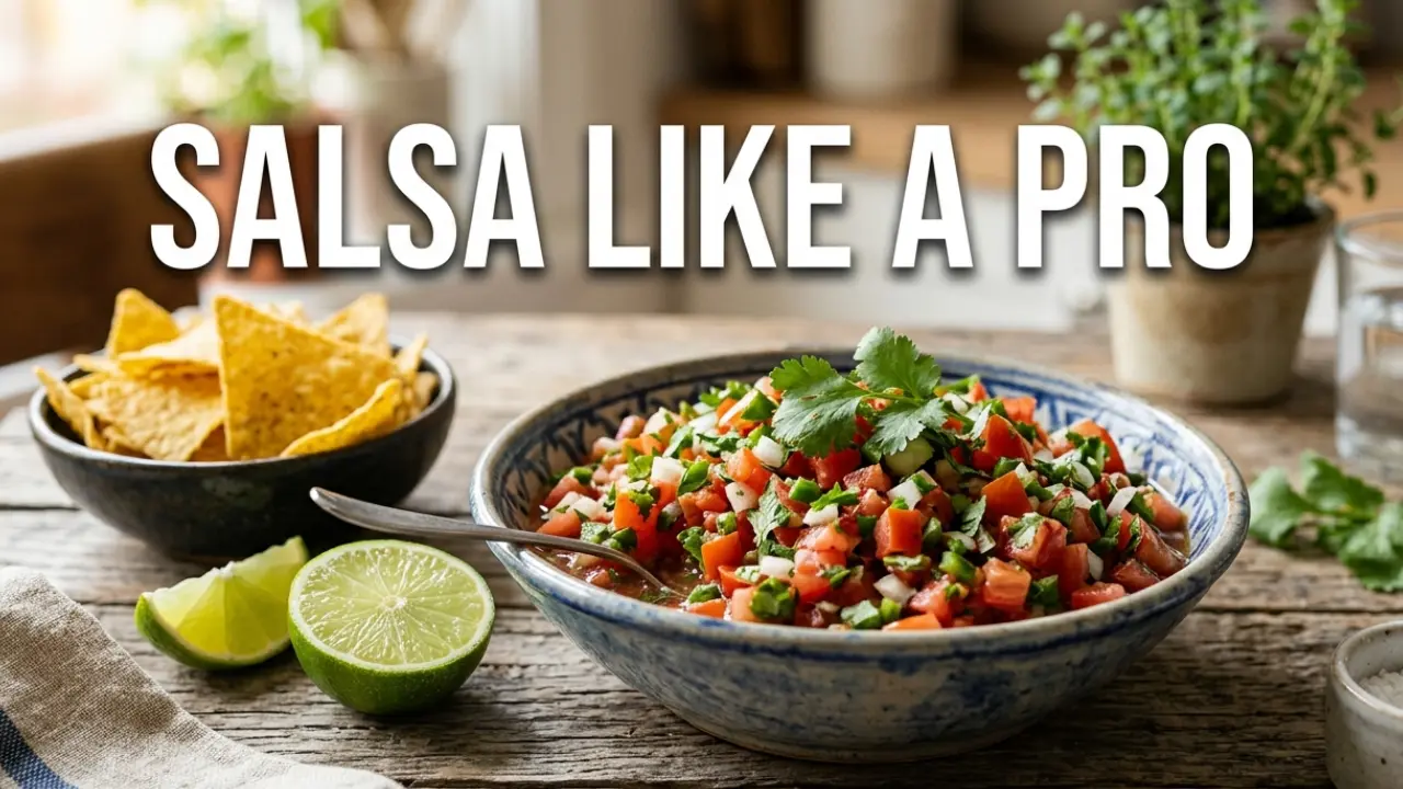 Fresh homemade salsa served in a bowl with tortilla chips