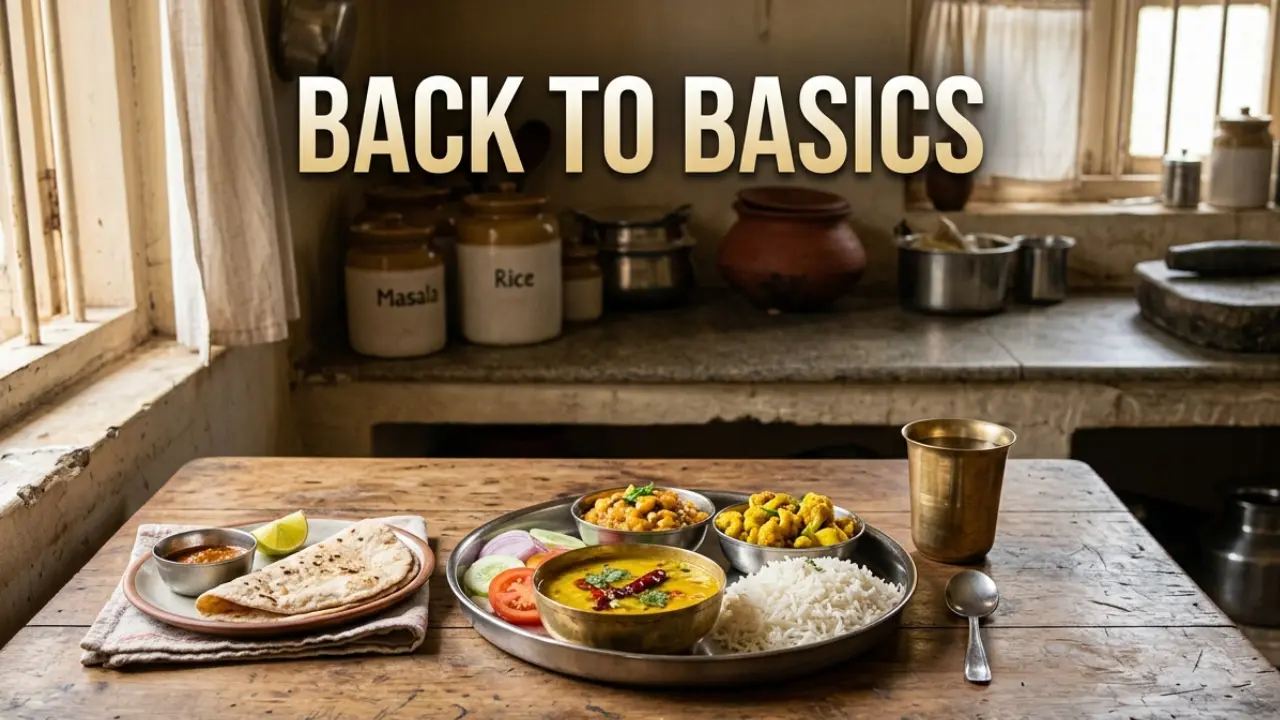 Simple Indian home-cooked meal representing return to home cooking in India