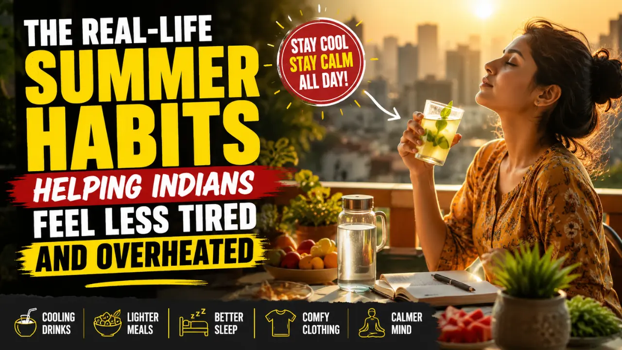 Cinematic summer wellness image representing cooling habits and slower routines in India