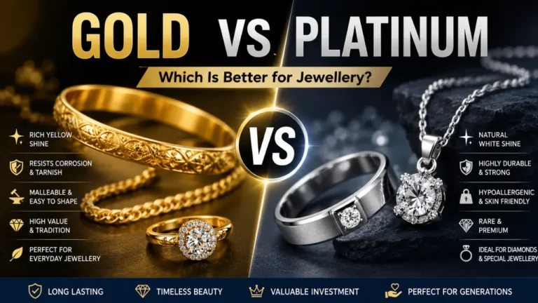 Learn why gold and platinum are suitable for jewellery, including their shine, durability, rarity, and resistance to corrosion.