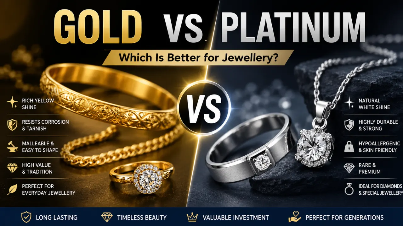 Learn why gold and platinum are suitable for jewellery, including their shine, durability, rarity, and resistance to corrosion.