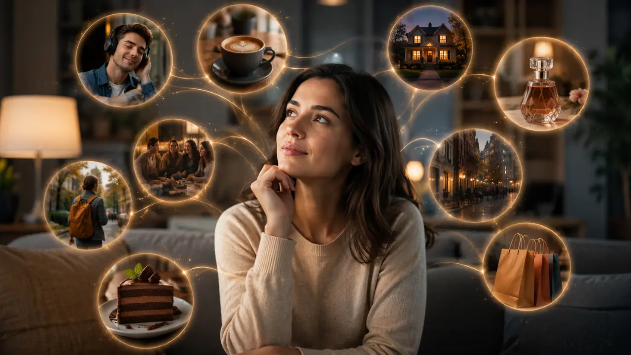 Woman surrounded by familiar people, places, sounds and objects that influence preference through repeated exposure.